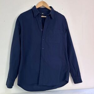UNIQLO Slim Fit Long Sleeve Button Down Shirt Navy Blue Men's Size L